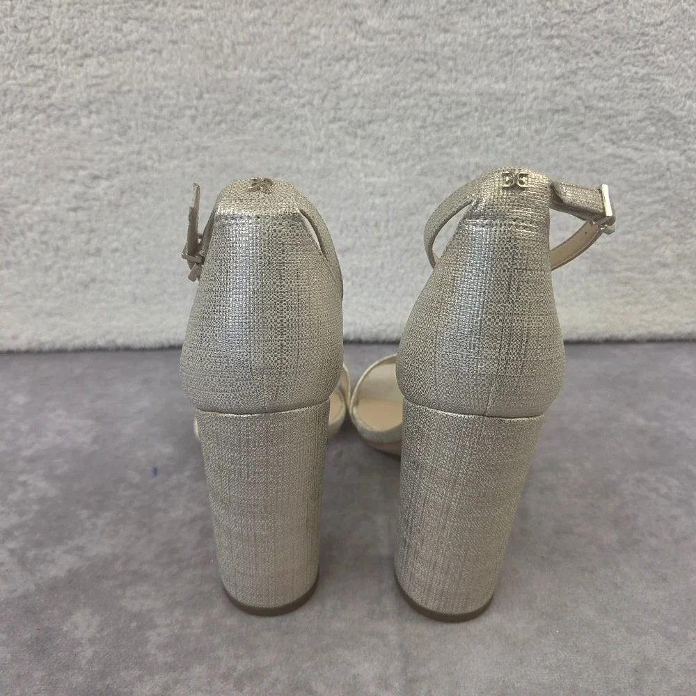 Sam Edelman Yaro Block Heel Sandals Light Gold Metallic Dress Shoes 10 M